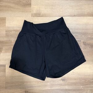 NWT Halara Womens Super High Waisted 2-in-1 Yoga Shorts Pockets Size L Black